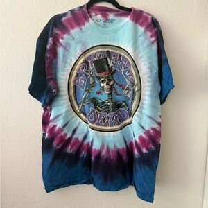 Vintage 1999 Grateful Dead TShirt XL Tie Dye Liquid Blue Queen of Spades 2 Side